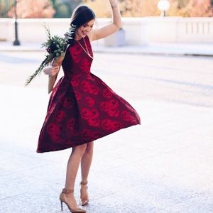 Red Sleeveless Jacquard Dress
